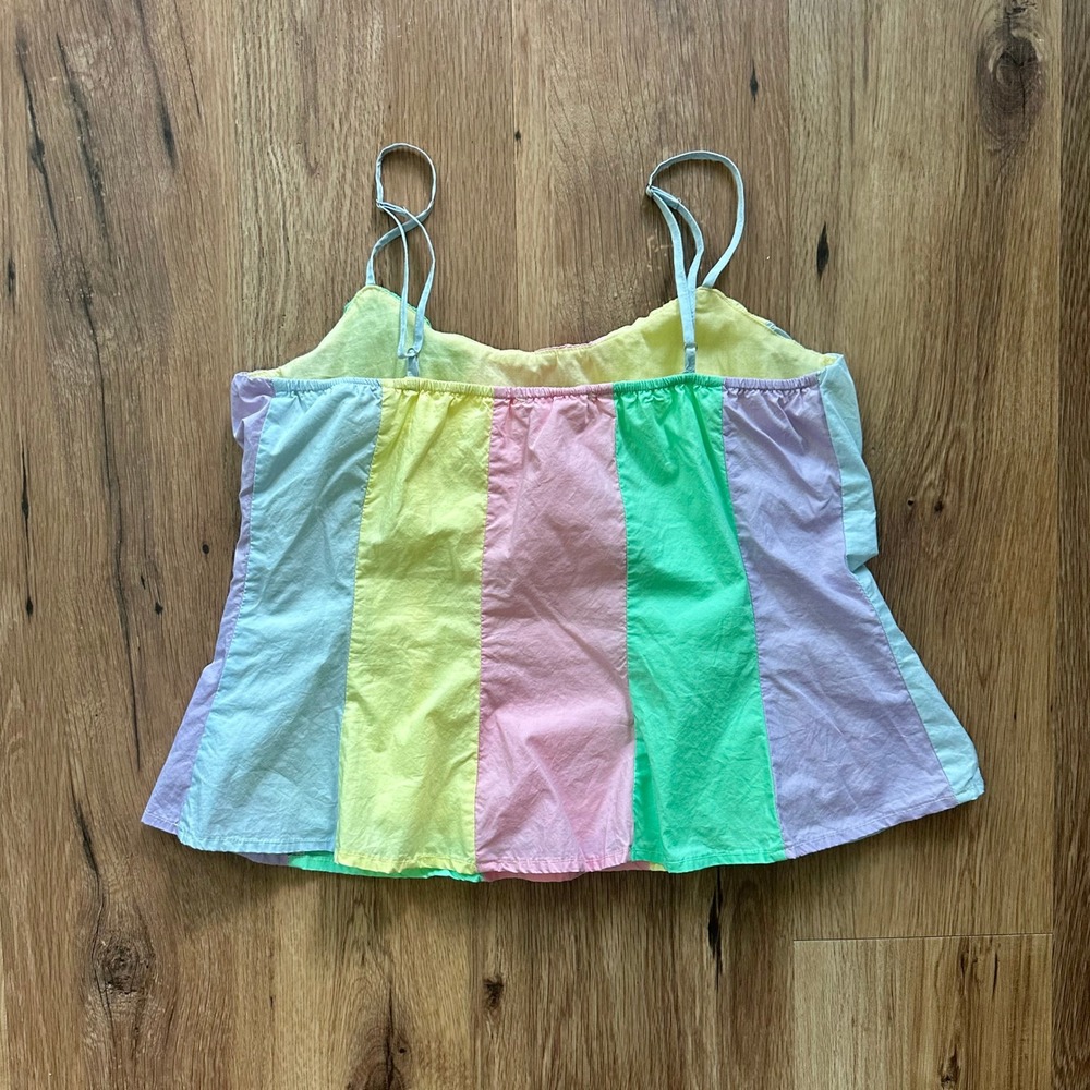 English Factory Pastel Colorblock Camisole Top Adjustable Straps Womens Small